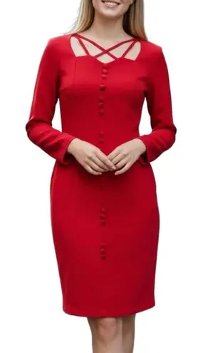 Frederick's of Hollywood Vintage Frederick’s of Hollywood long sleeve red cutout dress size 9/10