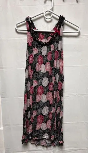 Sleeveless Rayon Knit Night Gown Size Small White/pink Flowers Dress 0105 Blue