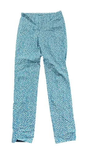 J. McLaughlin Women Teal Blue Leopard Print Straight Leg Pants Size 2