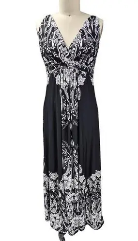 Metaphor Polyester Maxi Dress Black/White Floral Sz L Sun Dress Summer Cruise