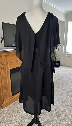 VTG 70s Gilberti Handkerchief Hem Floral Chiffon Semi Sheer Dress Fits Medium Black