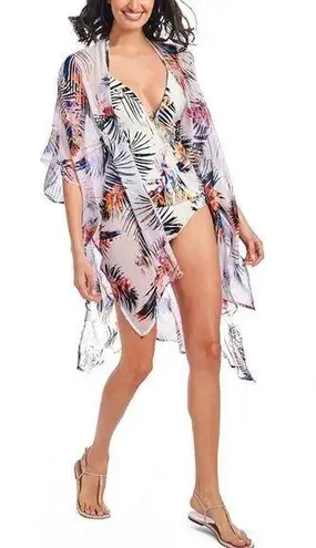 Rachel Roy Mystic Palm High-Low Open Front Soft Airy CoverUp, Sz Medium