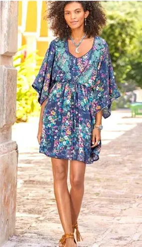Sundance Kimono Style Dress Cover Up Boho Bohemian Embroidered pxs festival Blue