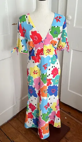 Never Fully Dressed Colorful Floral Maxi Dress, Size 6 White