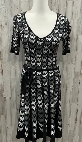 Roz & Ali (Target) Black Chevron Sweater Dress Belted Midi Womens Size Small