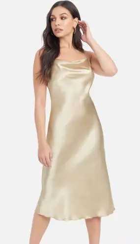 Double Zero NWOT  Gold Cowl Neck Midi Dress