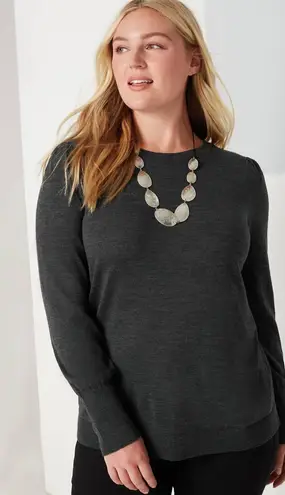 NWT J. Jill Washable Merino Wool Blouson Sleeve Pullover Gray Size XL Petite