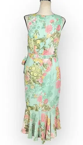 Eliza J  Floral Wrap Front Sleeveless Midi Dress Women's 8 Mint Green Floral NWT