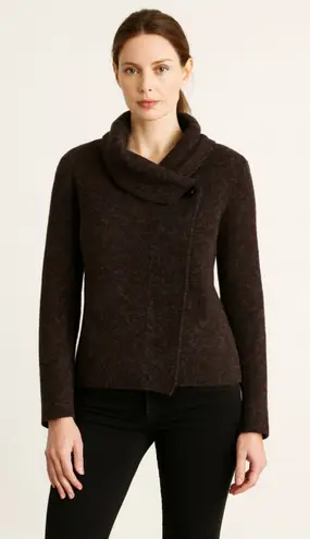 Ellen Tracy Cowl Neck Wool Blend Cardigan Sweater – Size Small – Burgundy & Char