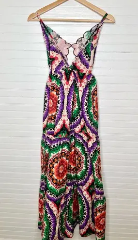 Nasty Gal  Boho Print Scallop Trim Cutout Maxi Dress Size 0 Multicolor UK 4