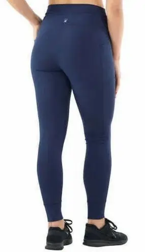 Spyder Women's High Rise Drawstring Legging Tight Navy with Pockets-size LARGE