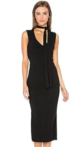 Bardot Sonia Rib midi Dress in Black