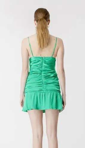 Bardot $139 Quinn Mini Ruched Dress Vivid Green Size Medium NWT