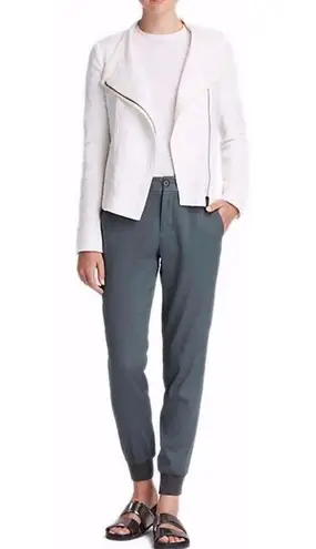 Vince  Cream TEXTURED ZIPPER FRISE asymmetrical JACKET $425  sz XXS