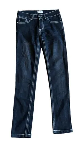 F&F Skinny Jeans Juniors 5/6 Bedazzled Dark Wash Seat Mid Rise Stretch New