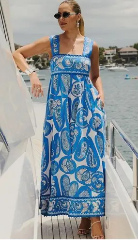 Goldie NWOT Alemais blue and White Patterned Dress