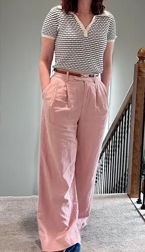 EN SAISON Dusty Pink Linen Style Front Zipper Macey Trousers Pants Size Small