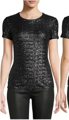 Bailey 44 Top Celebration Black Sequined Crewneck Short Sleeve T-Shirt Size XS