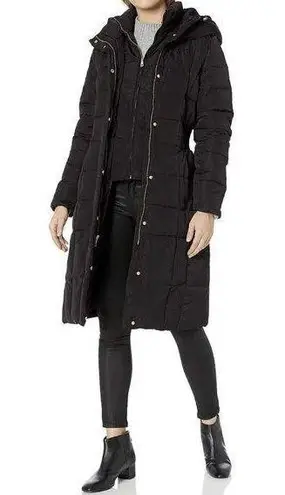 Cole Haan  Signature Black Down Feather‎ Taffeta Bib Puffer Coat size Large