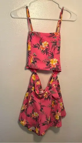 Madden NYC Printed Cutout Romper Azalea Pink Size L