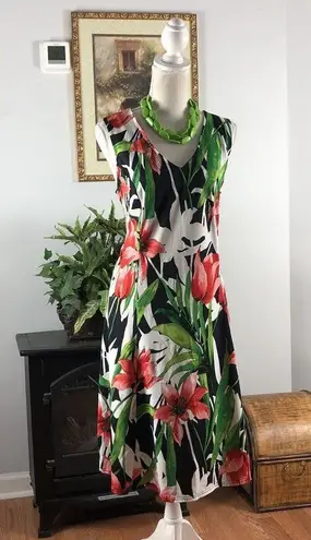 kim rogers  Women Floral Print Sleeveless Dress Size Large Collarless A-line thumbnail 2