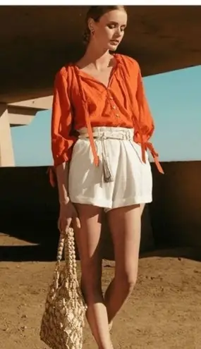 Cleobella š’€ Rylan Tie Neck Sleeve Poet Blouse š’€Cherry š’€Medium š’€ Organic Cotton