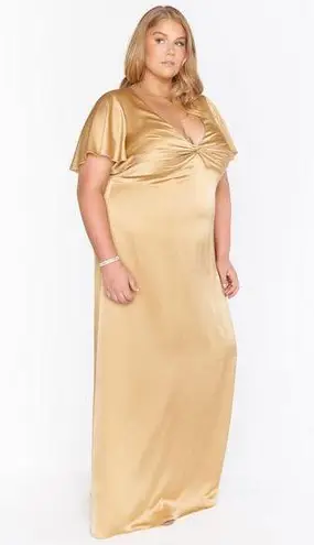 Show Me Your Mumu  Rome Twist Gown True Gold Luxe Satin XS NWT