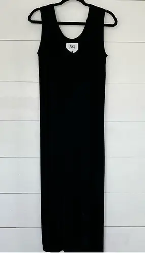 Flax Women’s Small Black Acetate Tank Maxi Dress Stretchy Lagenlook Minimalist
