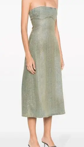 Diesel NWT D-Mary Rhinestone Embellished Strapless Green Midi Dress Size S