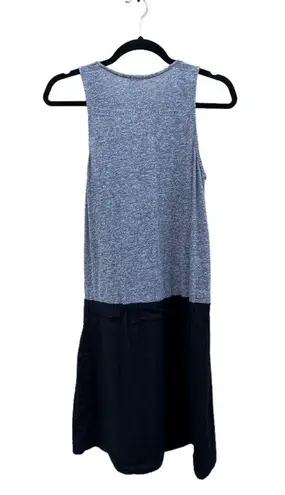 Monrow Rib Contrast Gray Black Drawstring Linen Tank Dress Medium Multiple