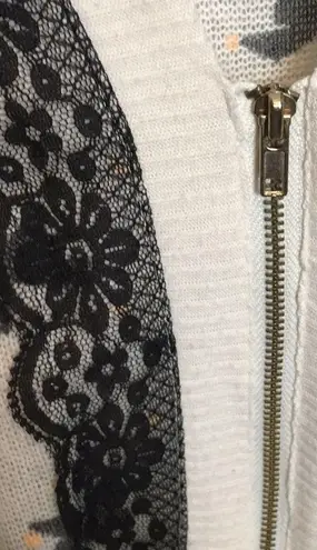 Spoiled Lace, Bows, Polka Dots, Black Cream Cardigan Size XL