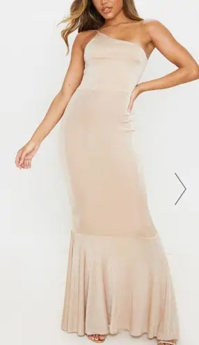 Pretty Little Thing Nude Slinky One Shoulder Dress