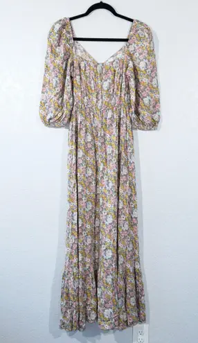 Elloh New Pink & Yellow Floral Reversible Maxi Dress Size Small