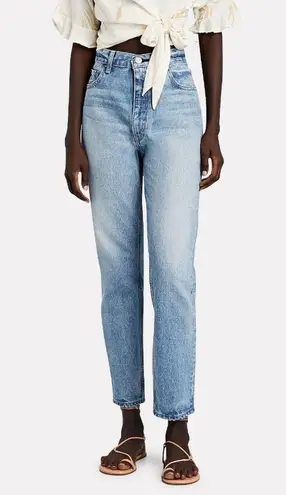 Moussy Vintage Glen Boy Straight High Waisted Barrel Jeans Size 26 Minimalist Blue