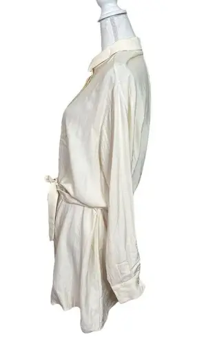 L'Academie  Cream Shirtdress Belted Button Front Mini Long Sleeve Neutral Size XS