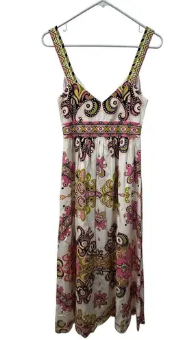 Tibi Valencia Silk Maxi Long Dress Sleeveless White Pink Black Multicolor Size 4