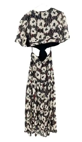 Ba&sh Kandy Printed Metallic Fil Coupe Maxi Dress Cut Out Size M
