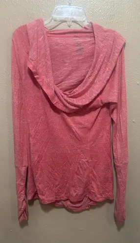 HY Hannah Red Cowl Neck Long Sleeve Top Women's Size M Ruched Back Red Size M