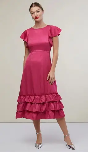 Rachel Parcell Flutter Sleeve Ruffle Midi Dress