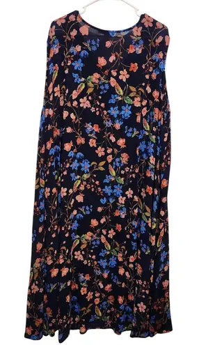 Woman Within Sleeveless Multicolor Floral V-Neck Crinkle Shift Dress Size 2X