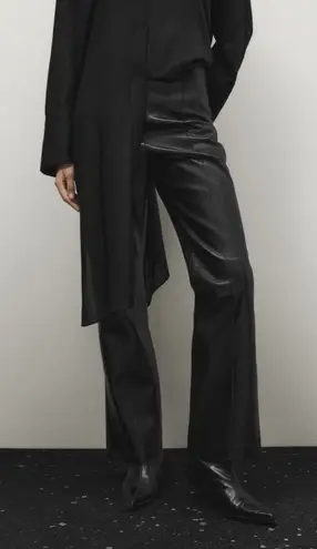 Massimo Dutti NWT Black Nappa Leather TrousersLimited Edition Split Hem Medium
