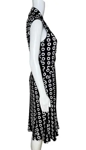 Joseph Ribkoff Dress Womens 10 Black White Geometric Fit & Flare Preppy Business