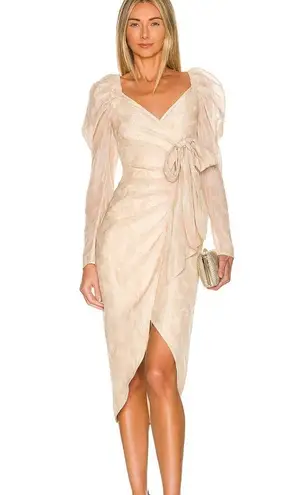 Tularosa  Renee Midi Dress in Sandstone with Shimmer Size S