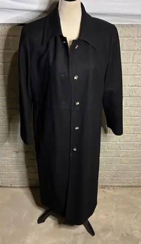Harvé Benard Harve Benard Petite Black Wool Blend Long Maxi Trench Coat Women Size 10P