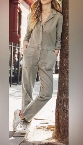 Faherty Womens Overland Twill Jumpsuit Size Small Olive Green Utility Flight S