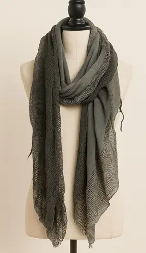 Cejon Gray Pleated Knit Scarf Wrap
