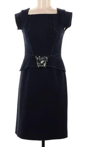 A Exclusive Vintage 90s Black Cocktail Dress Crystal Stones Embellished LBD sz 6