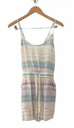 Wilfred Aritzia  White Blue Spaghetti Strap Romper Striped Silk Medium