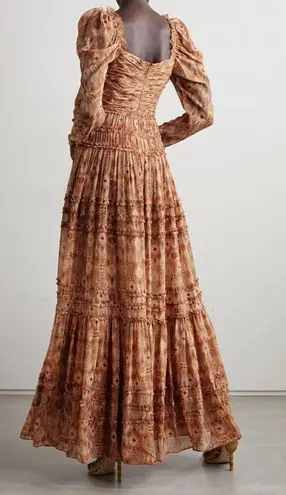 Ulla Johnson Rabia Horizon Brown Printed Silk Blend Maxi Gown Dress Women’s 2