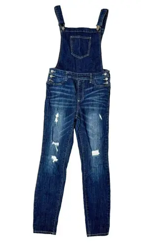 Cello  JEANS Dark Wash Slim Straight Leg Distressed Overalls Size S/M MINT!